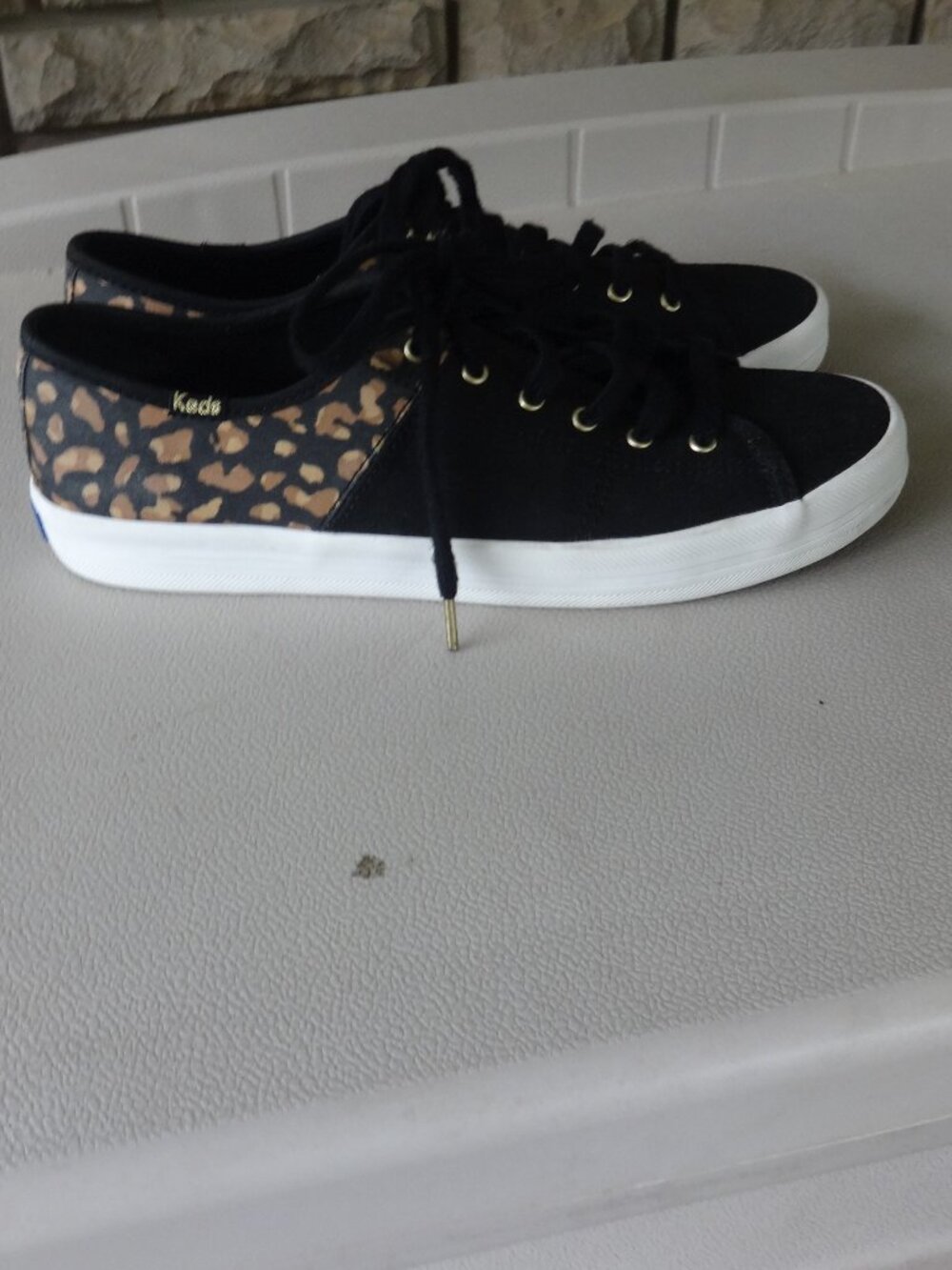 Keds Kick Start women's size 9& 1/2, canvas sneakers, leopard and black, lace up